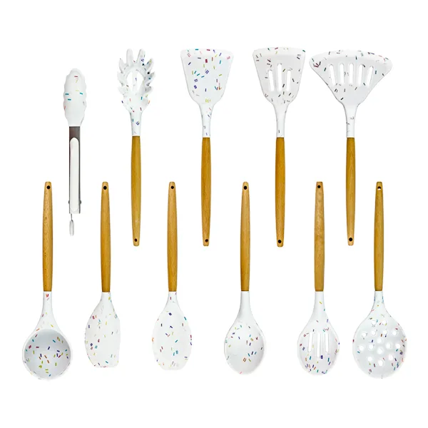 White Silicone and Wood Kitchen Utensils KA001-KA015