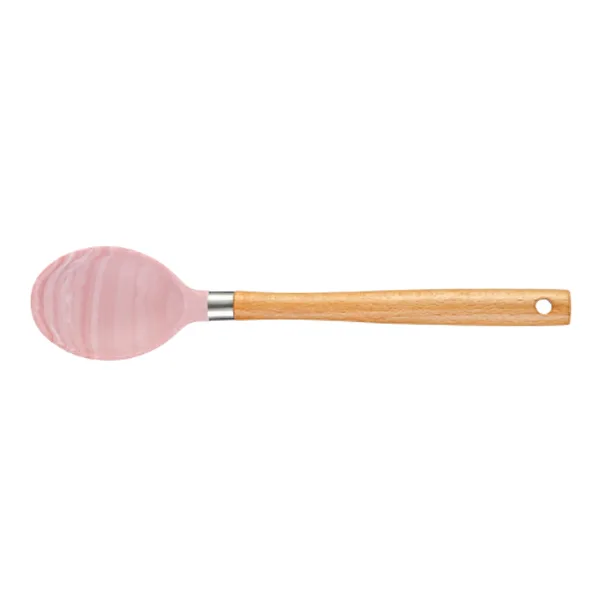 Pink Silicone Kitchen Utensils Set with Wood Handle KH301-KH308