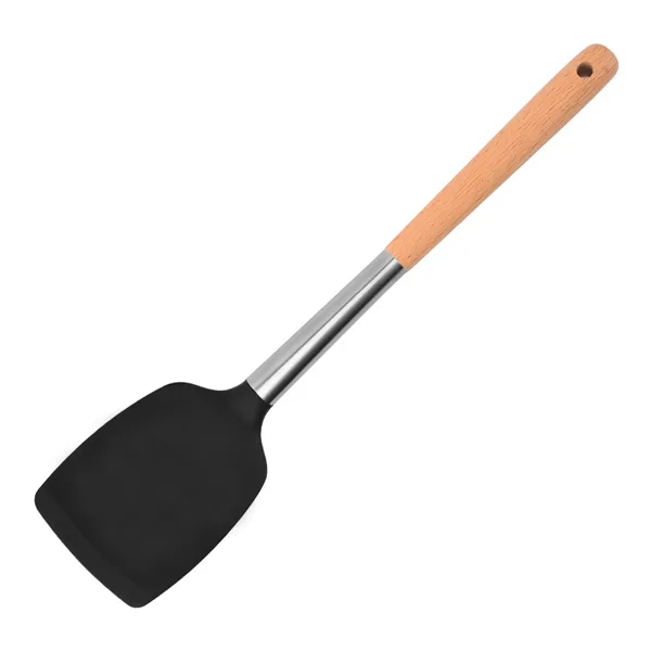 Black Silicone Utensil Set with Wood Handle KL201-KL213