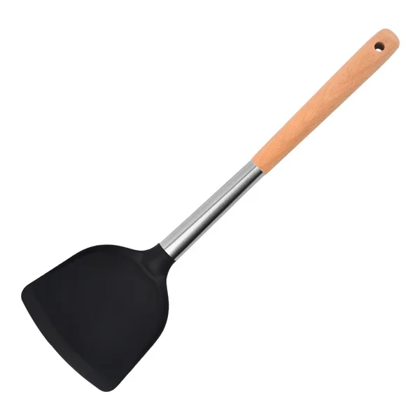 Black Silicone Utensil Set with Wood Handle KL201-KL213