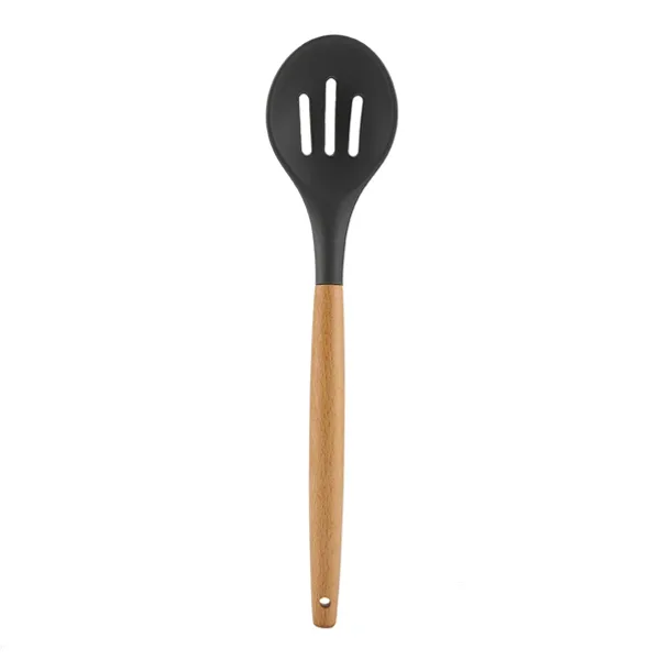 Black Silicone Utensil Set with Wood Handle KL201-KL213