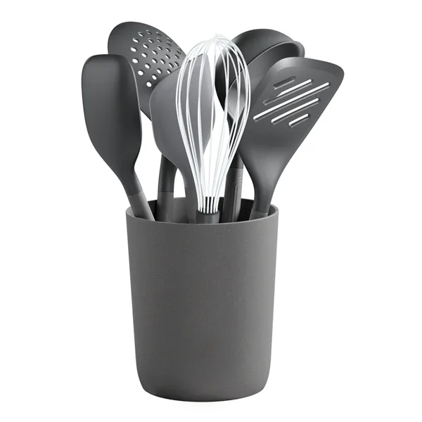 Grey Silicone Cooking Utensils with Holder SK-71